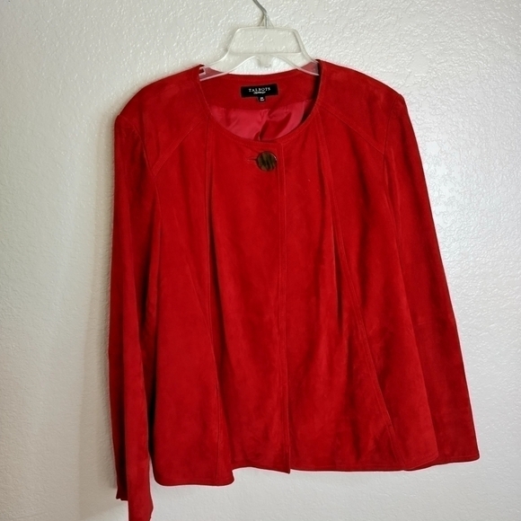 Talbots Jacket Women Suede Leather Long Sleeve Top Button Coat Party Cruise sz20 - Picture 1 of 9